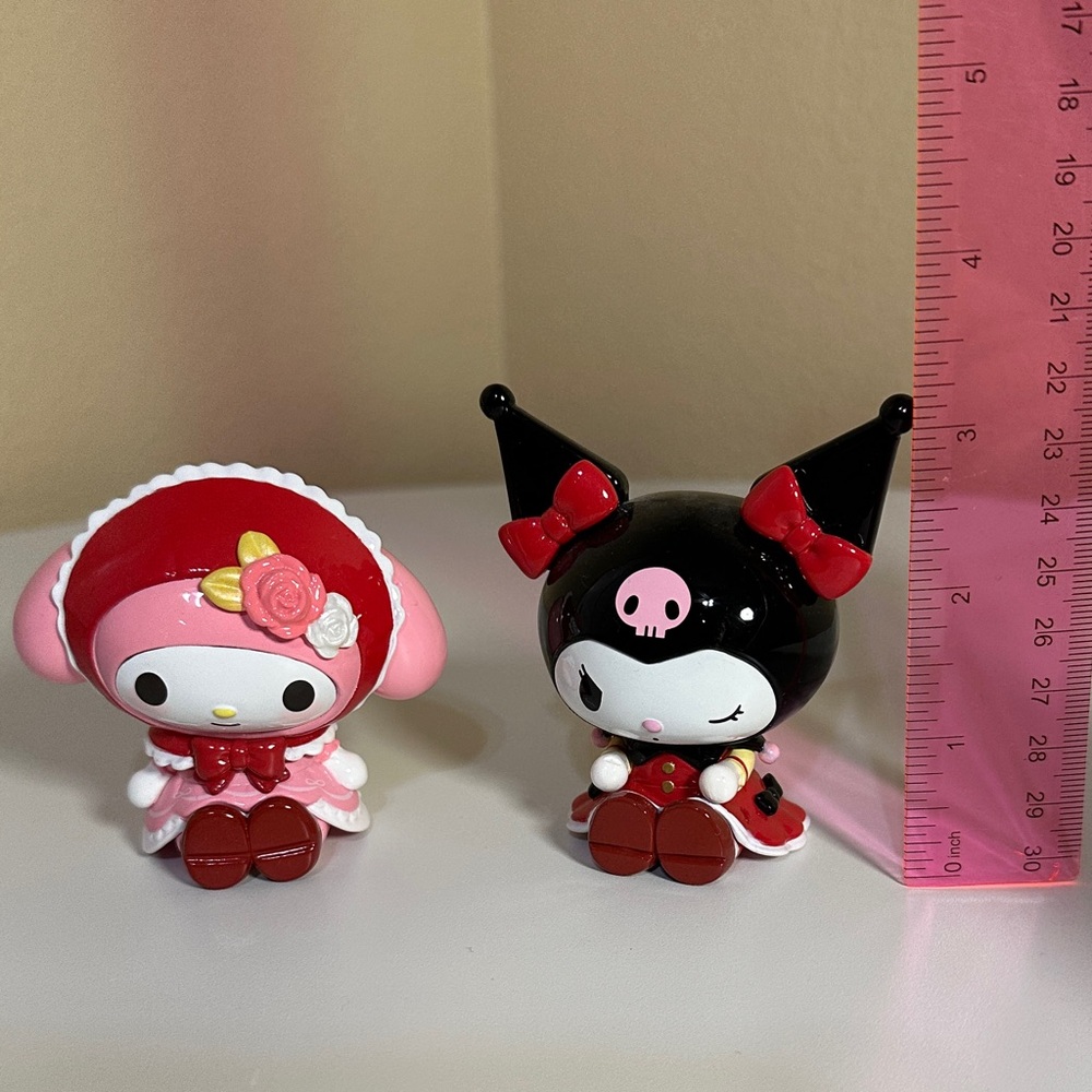 Sanrio My Melody and Kuromi Figurines - Red, Pink, Black - Picture 3 of 4